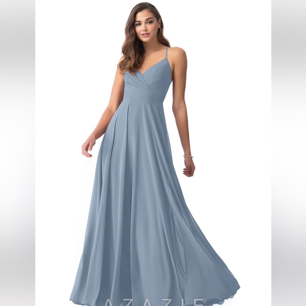 AZAZIE DUSTY BLUE AVELINA DRESS